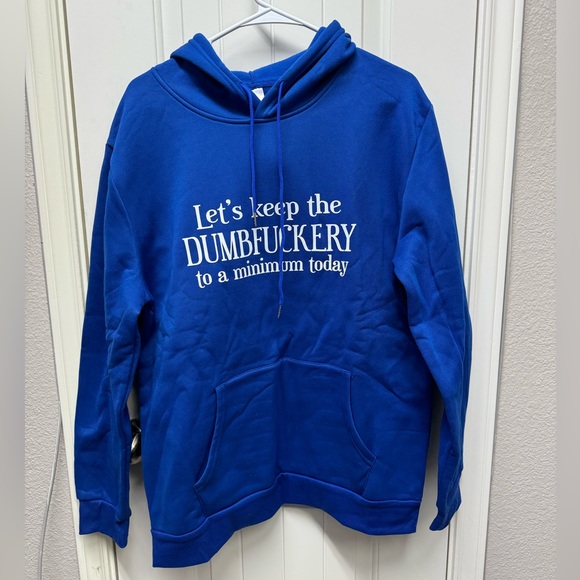 Funny Graphic Hoodie – “Let’s Keep the Dumbf*ckery to a Minimum” – Women’s L - Picture 1 of 3